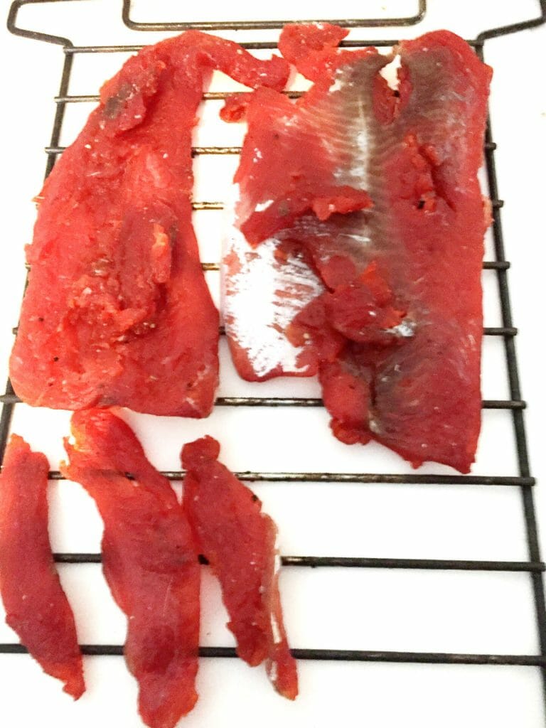 cold smoked sockeye salmon with chili finsished