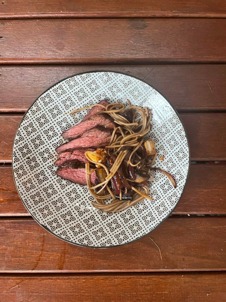 grilled kangaroo stri fry