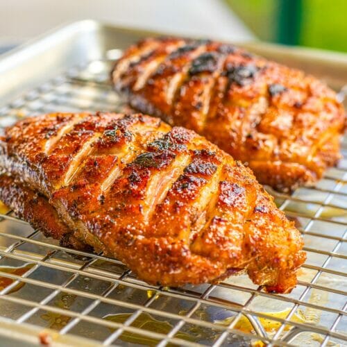 my duck breasts resting after being smoked on my traeger