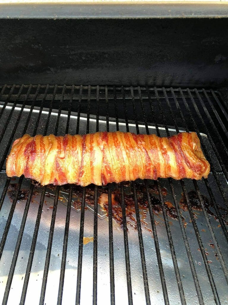 rolled stuffed pork roast on the bbq